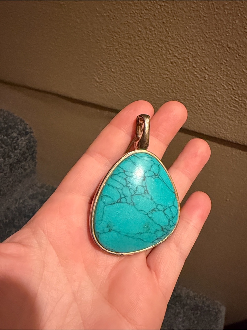 Premier Designs Signed Faux Turquoise Pendant 2" Stone
